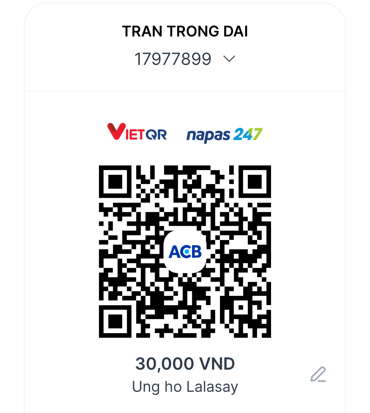 Đóng góp bằng chuyển khoản